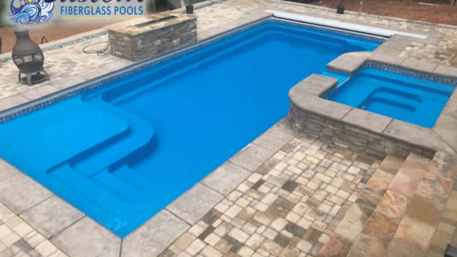 Brunswick Rectangle Fiberglass Pool offering a blend of sophistication and fun in Clarksville, TN