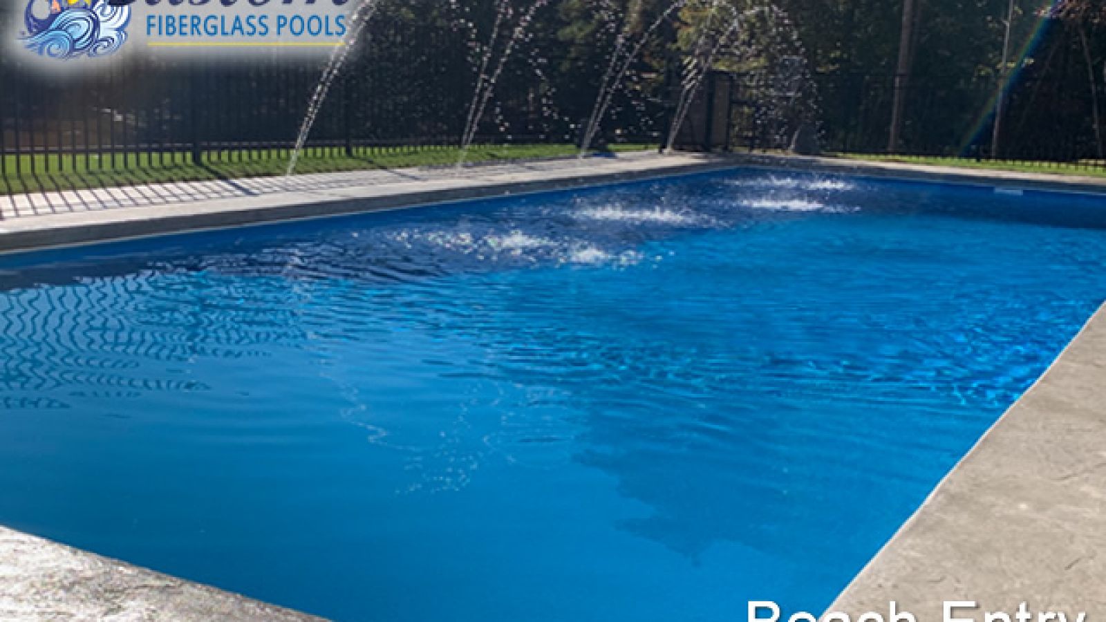 16' x 40' Beach Entry Fiberglass Pool offering a luxurious backyard resort experience in Clarksville, TN