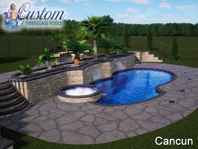 Cancun Freeform Fiberglass Pool, a unique and playful addition to a Clarksville, TN backyard