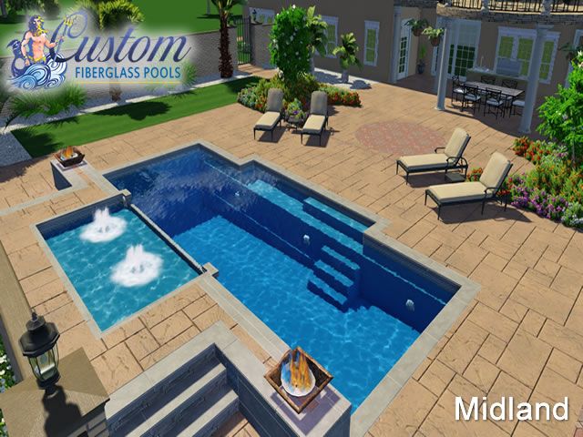 Midland Rectangle Fiberglass Pool offering a tropical escape in your Clarksville, TN backyard