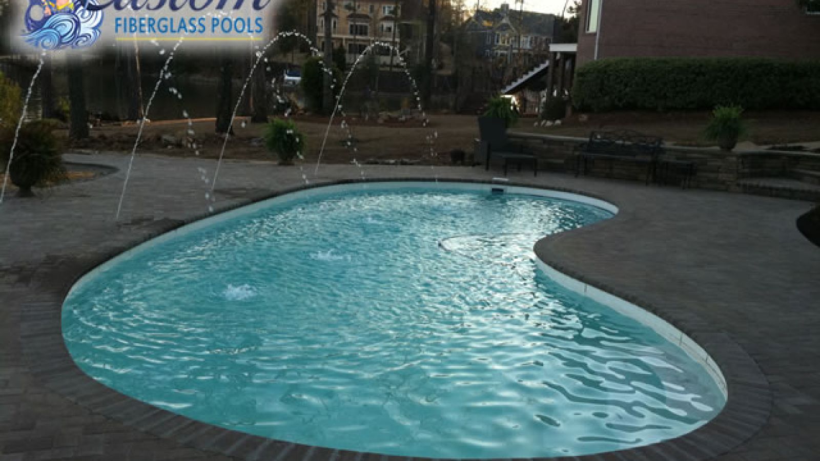 Monterey Kidney Fiberglass Pool bringing cheerful summer vibes to a Clarksville, TN backyard