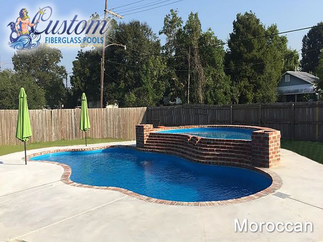 Moroccan Fiberglass Pool with elegant curves at AR Stoneworks, Clarksville TN