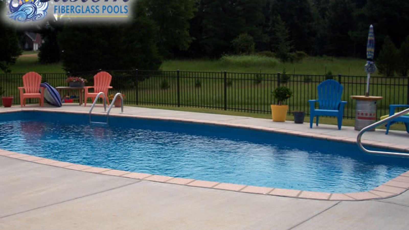 Sunset Cay Luxury Fiberglass Pool, a sophisticated and spacious addition to a Clarksville, TN backyard
