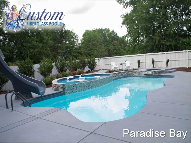 Paradise Bay Fiberglass Pool in a luxurious garden setting at AR Stoneworks, Clarksville TN