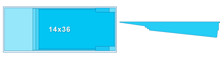 14' x 36' Beach Entry Fiberglass Pool offering a personal beach experience in Clarksville, TN