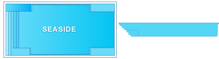 Seaside Rectangle Fiberglass Pool offering a fun and relaxing family experience in Clarksville, TN