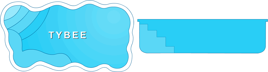 Tybee Fiberglass Pool in a serene garden setting at AR Pools, Clarksville TN