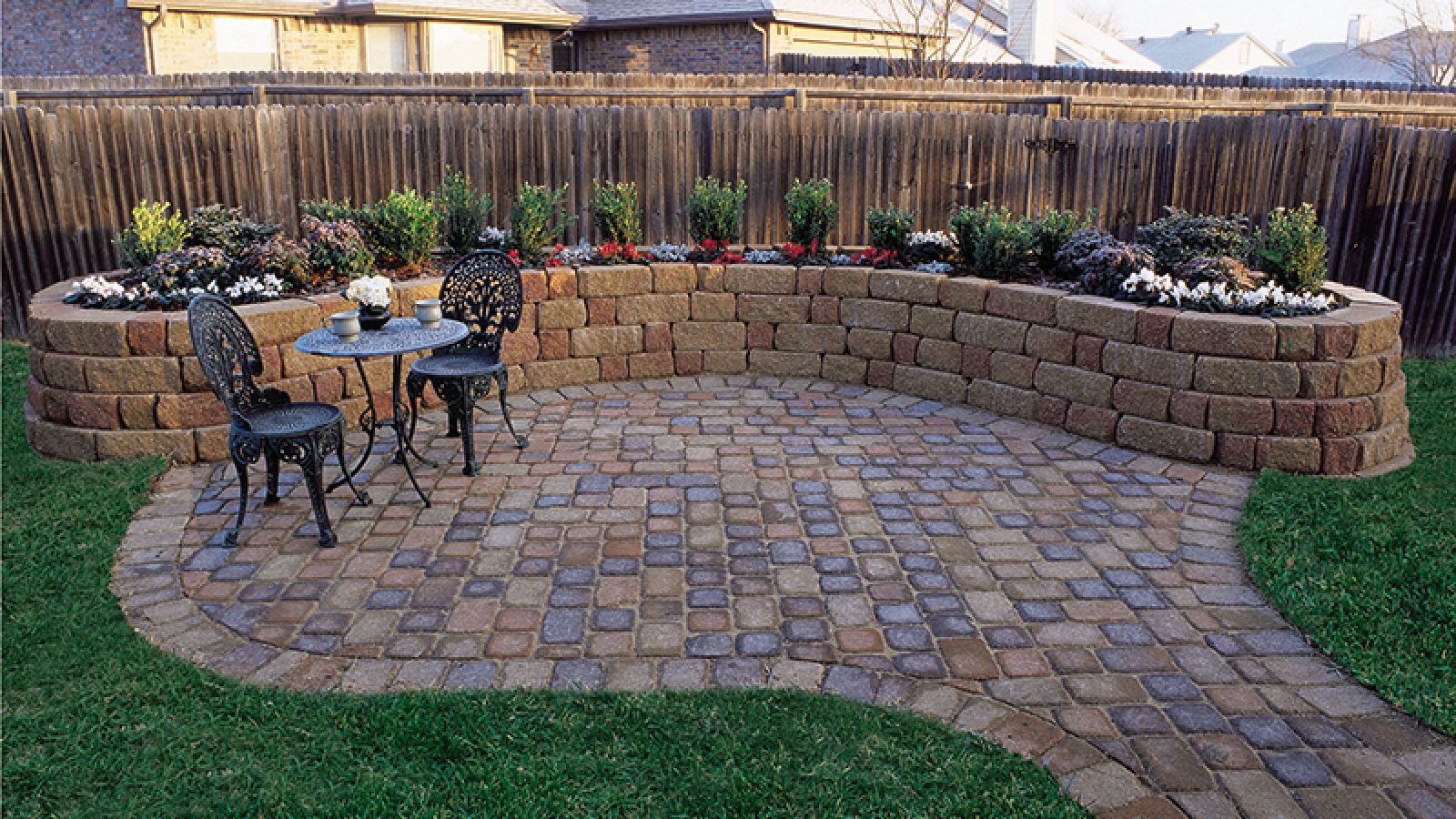 Merita Stone® Retaining Wall blocks by Keystone Hardscapes, reflecting nature's beauty, showcased at AR Pools • Stoneworks & Outdoor Living
