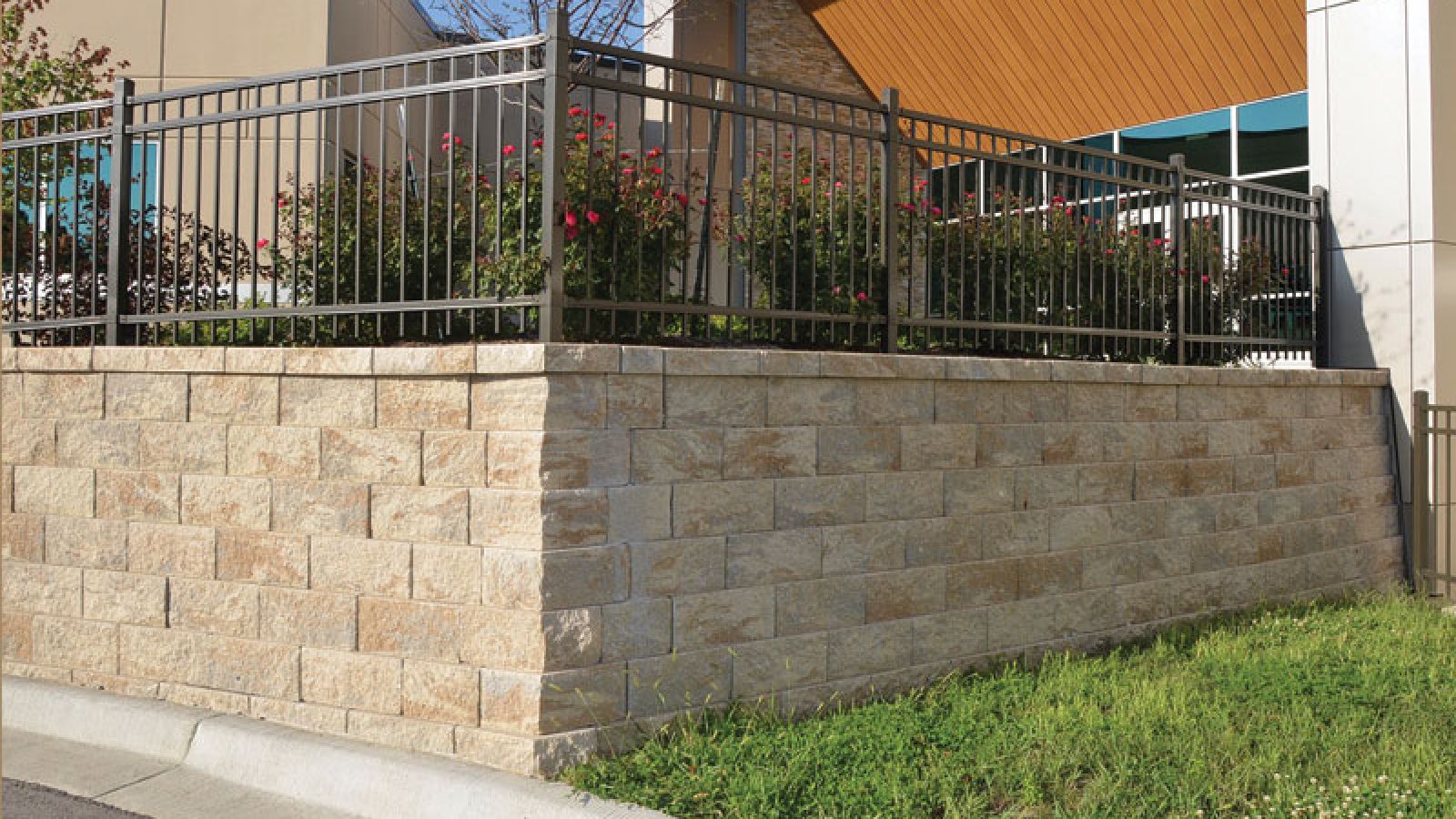 Regal Stone Pro® Retaining Wall blocks by Keystone Hardscapes, epitomizing elegance, displayed at AR Pools • Stoneworks & Outdoor Living.