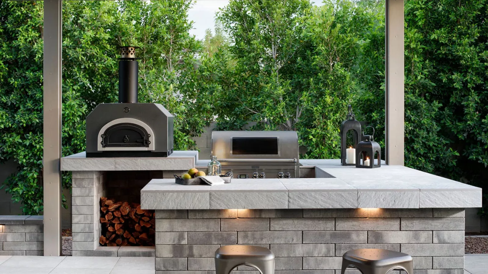 Melville™ Wall showcasing its sleek design in a garden setting.